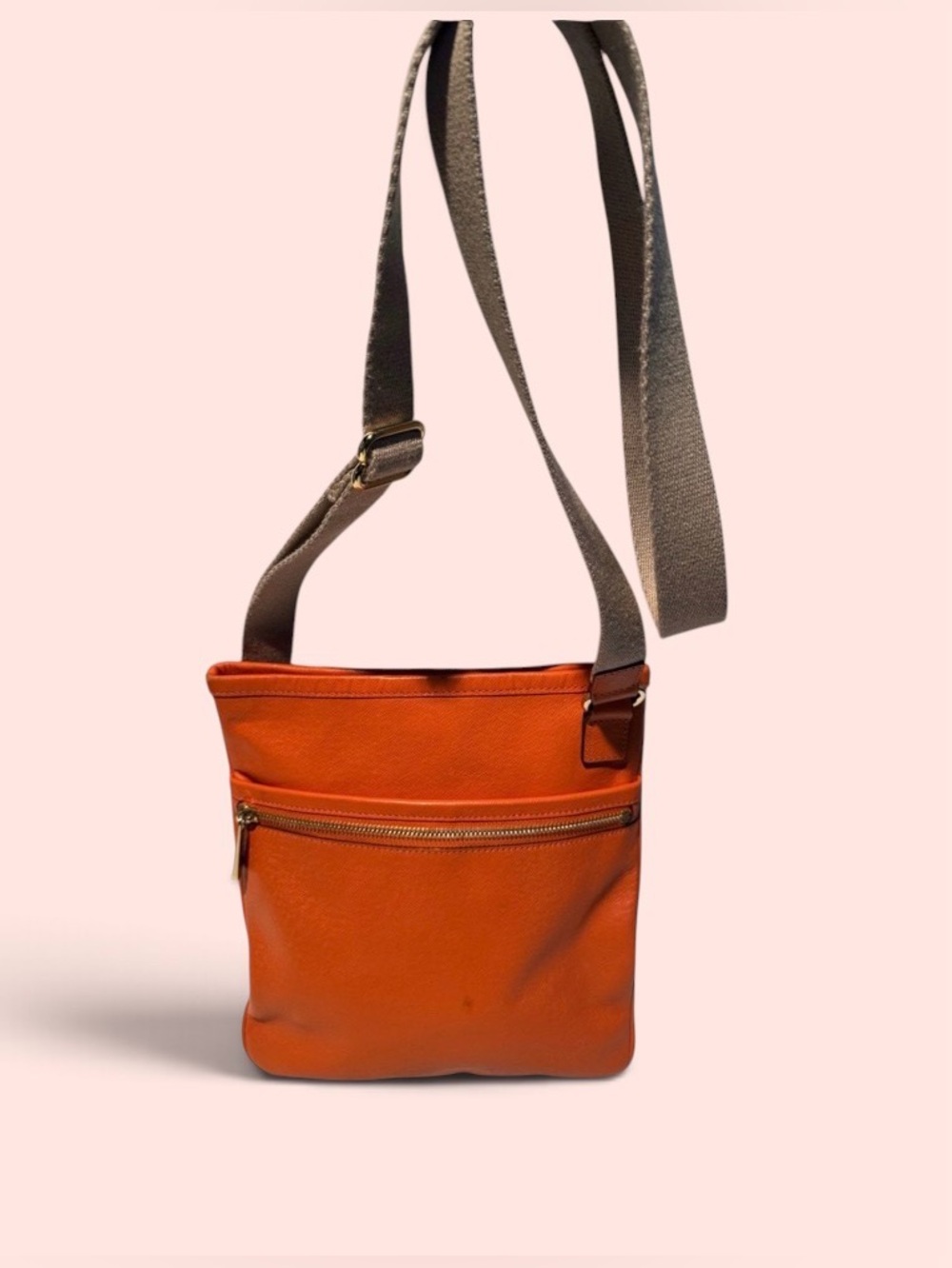 Michael Kors Orange Crossbody with Beige Strap